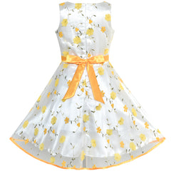 Girls Dress Yellow Floral Tulle Birthday Party Wedding Size 4-12 Years