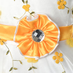 Girls Dress Yellow Floral Tulle Birthday Party Wedding Size 4-12 Years