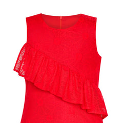 Girls Dress A-line Lace Ruffle Skirt Birthday Party Size 6-12 Years