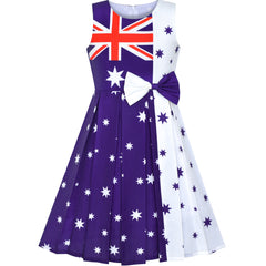 Girls Dress Australia National Flag National Day Color Contrast Size 4-14 Years