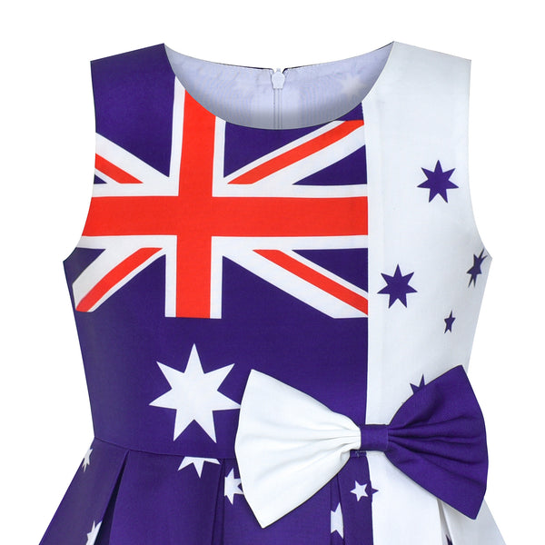 Girls Dress Australia National Flag National Day Color Contrast Sunny Fashion