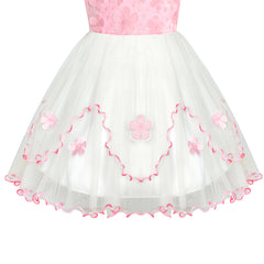 Flower Girls Dress Pink White Wedding Party Bridesmaid Size 6-12 Years