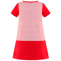 Girls Casual Dress Cotton Short Sleeve Swan Embroidered Size 2-8 Years