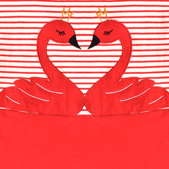 Girls Casual Dress Cotton Short Sleeve Swan Embroidered Size 2-8 Years