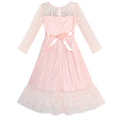 Girls Dress Lace Long Sleeve Maxi Wedding Party Size 6-14 Years