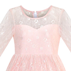Girls Dress Lace Long Sleeve Maxi Wedding Party Size 6-14 Years