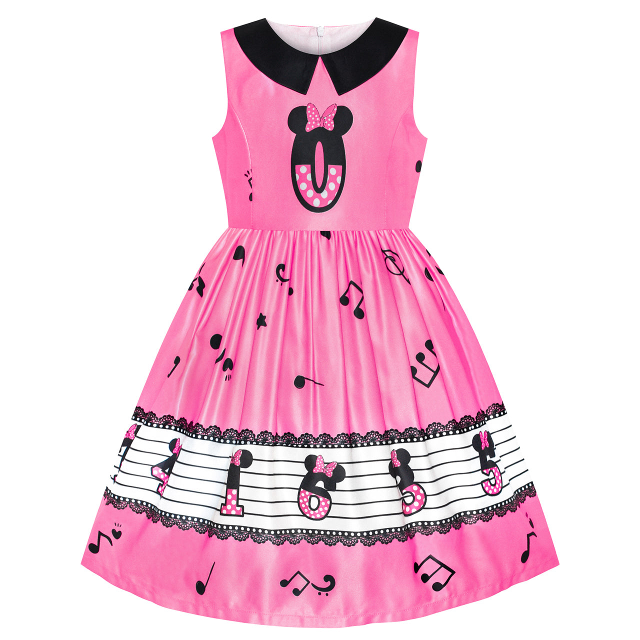 open lace back dress Girls Dress Birthday Princess Musical Note Party – Sunny Fashion