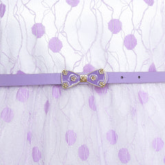 Girls Dress Purple Lace Dot Collar Belt Birthday Party Size 6-12 Years