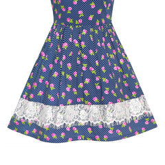 Girls Dress Flower Summer Casual Dress Lace Size 5-14 Years