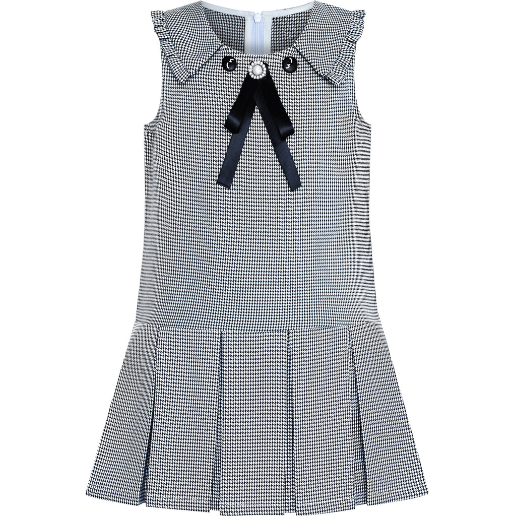 Girls Dress Pleated Plaid Collar School Uniform Size 4-8 Years