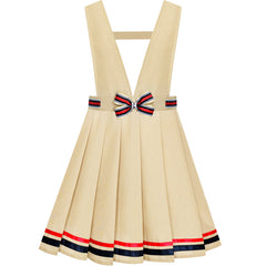 Girls Dress Suspender Skirt School Uniform Bow Tie Size 4-14 Years