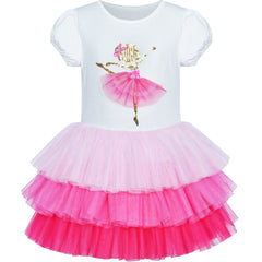 Girls Dress Tutu Dancing Tiered Skirt Ballet Party Size 2-10 Years