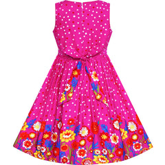 Girls Dress Flower Yellow Bow Tie Summer Sundress Size 4-12 Years