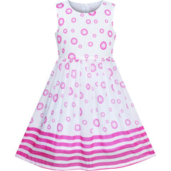 Girls Dress Pink Bubble Dot Summer Sundress Size 4-12 Years