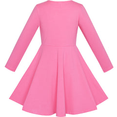 Girls Dress Pink Elephant Dumbo Embroidered Long Sleeve Size 4-8 Years