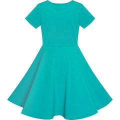 Girls Dress Green Elephant Dumbo Embroidered Short Sleeve Size 4-8 Years