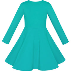 Girls Dress Green Elephant Dumbo Embroidered Long Sleeve Size 4-8 Years