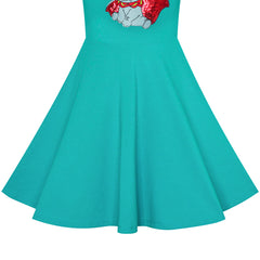 Girls Dress Green Elephant Dumbo Embroidered Long Sleeve Size 4-8 Years