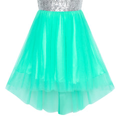 Flower Girls Dress Bright Turquoise Mesh Party Wedding Bridesmaid Size 4-14 Years