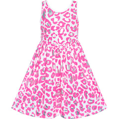 Girls Dress Shinning Leopard Casual Sundress Size 4-12 Years