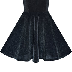 Girls Dress Cold Shoulder Black Dress Sparkling Birthday Size 6-12 Years