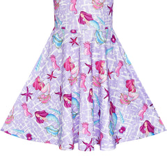 Girls Dress Mermaid Sea Star Shell Long Sleeve Casual Dress Size 5-10 Years