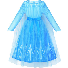 Girls Dress Snow Queen 2 Elsa Anna Costume Birthday Party Size 4-12 Years