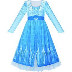 Girls Dress Snow Queen 2 Elsa Anna Costume Birthday Party Size 4-12 Years