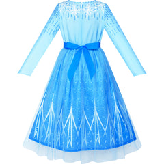 Girls Dress Snow Queen 2 Elsa Anna Costume Birthday Party Size 4-12 Years