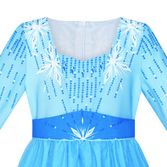 Girls Dress Snow Queen 2 Elsa Anna Costume Birthday Party Size 4-12 Years