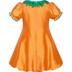 Girls Dress Pumpkin Costume Halloween Trick Treat Party Size 3-14 Years