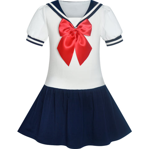 Girls Dress Sailor Cosplay School Uniform Navy Suit Size 14-14 Years