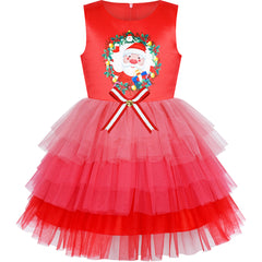 Girls Dress Christmas Santa Holiday New Year Party Size 1-12 Years