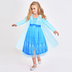 Girls Dress Snow Queen Ice Snowflake Crown Wand Princess Costume Size 4-12 Years