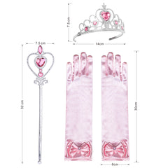 Girls Dress Pink Princess Crown Magic Wand Cosplay Dress Up Size 6-12 Years