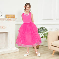 Flower Girls Dress Hot Pink Wedding Pageant Magic Wand Tiara Size 5-12 Years