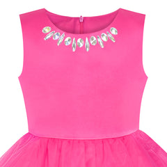 Flower Girls Dress Hot Pink Wedding Pageant Magic Wand Tiara Size 5-12 Years