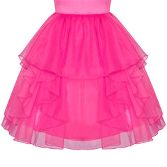 Flower Girls Dress Hot Pink Wedding Pageant Magic Wand Tiara Size 5-12 Years