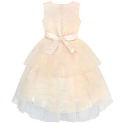 Flower Girls Dress Beige Wedding Pageant Magic Wand Crown Size 5-12 Years