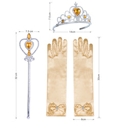 Flower Girls Dress Beige Wedding Pageant Magic Wand Crown Size 5-12 Years