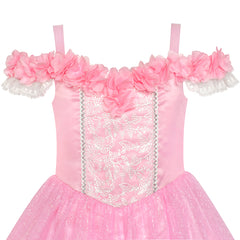 Girls Dress Cold Shoulder Princess Cosplay Crown Wand Size 6-12 Years
