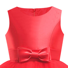 Girls Dress Sleeveless Red Ball Gown Wedding Party Pageant Size 6-12 Years