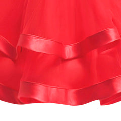 Girls Dress Sleeveless Red Ball Gown Wedding Party Pageant Size 6-12 Years