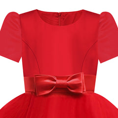 Girls Dress Short Sleeve Burgundy Ball Gown Wedding Party Pageant Size 6-12 Years