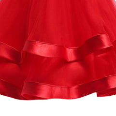 Girls Dress Short Sleeve Burgundy Ball Gown Wedding Party Pageant Size 6-12 Years