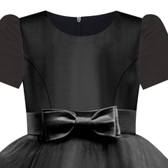 Girls Dress Short Sleeve Black Ball Gown Wedding Party Pageant Size 6-12 Years
