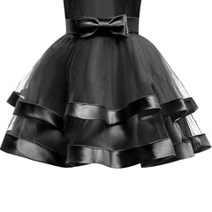 Girls Dress Short Sleeve Black Ball Gown Wedding Party Pageant Size 6-12 Years