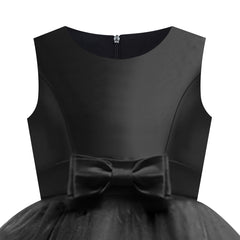 Girls Dress Sleeveless Black Ball Gown Wedding Party Pageant Size 6-12 Years