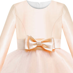 Girls Dress Long Sleeve Champagne Ball Gown Wedding Party Pageant Size 6-12 Years