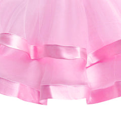 Girls Dress Sleeveless Pink Ball Gown Wedding Party Pageant Size 6-12 Years